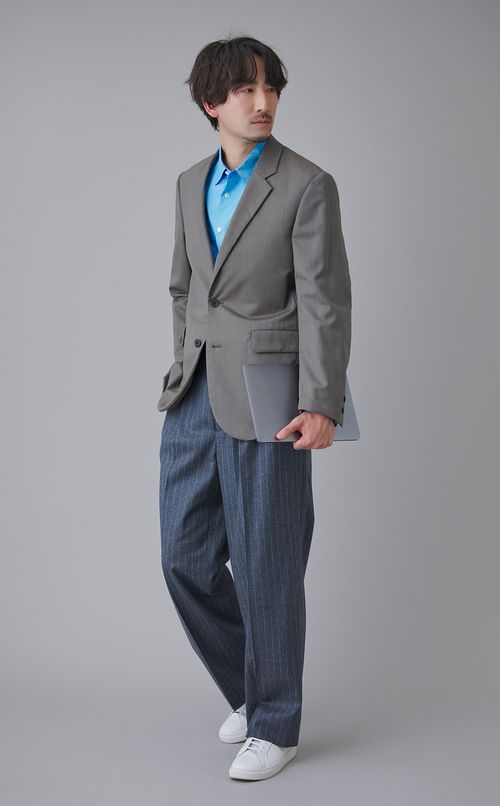 ウールストライプ2タックトラウザー