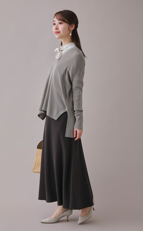 ウールVネックハイゲージニット