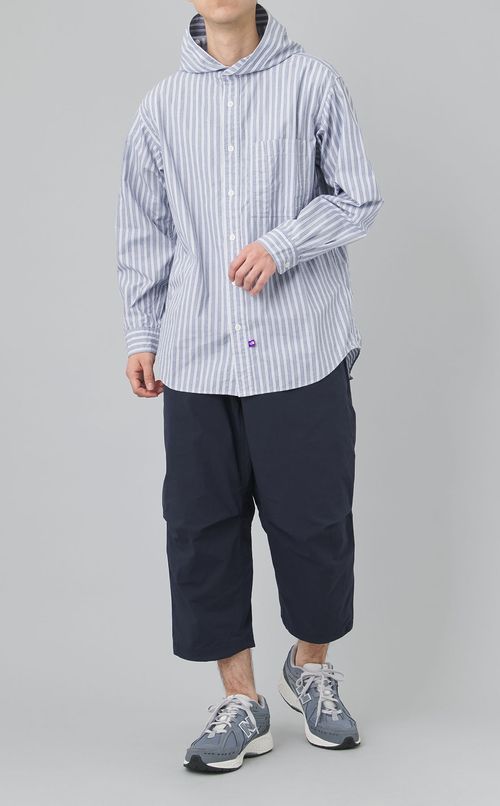 ストライプフーディシャツ