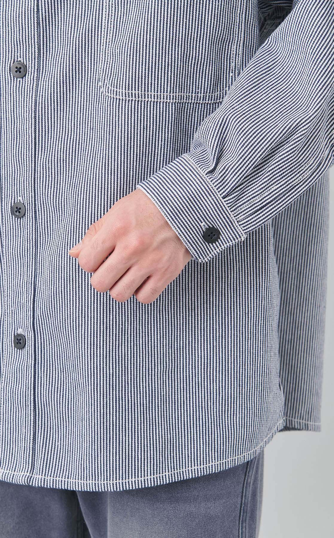 SandWaterr｜ヒッコリーストライプワークシャツ