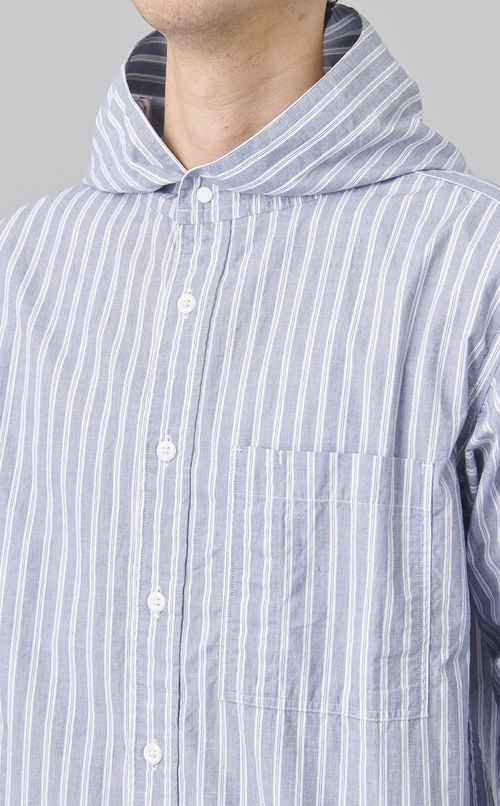 ストライプフーディシャツ