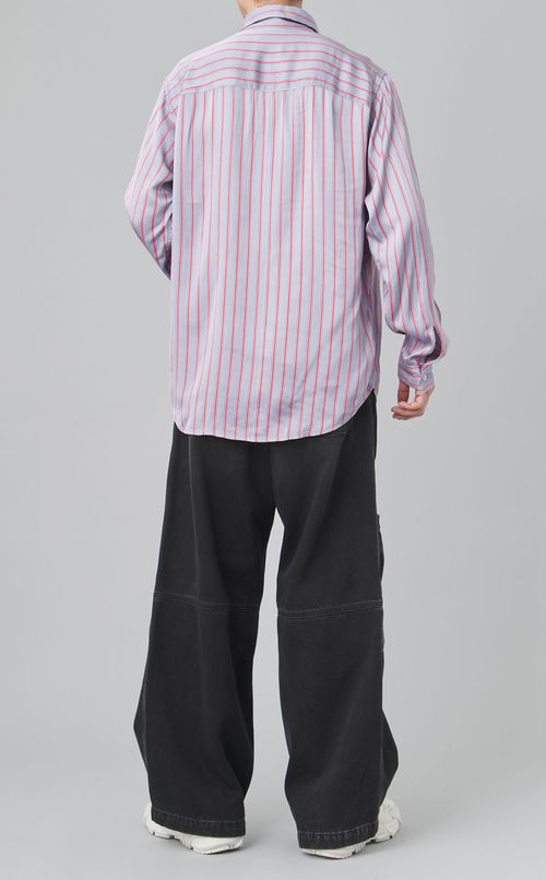 サテンストライプレギュラーカラーシャツ