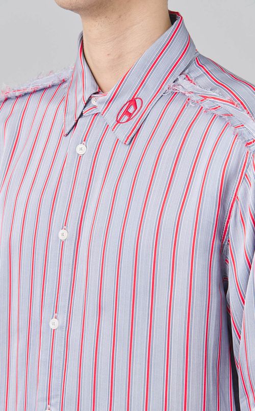 サテンストライプレギュラーカラーシャツ