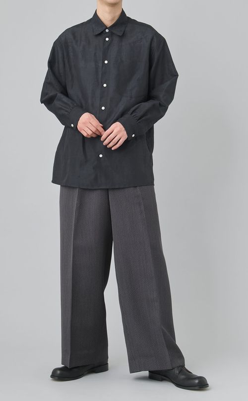 ポリエステルリネンジゴロシャツ