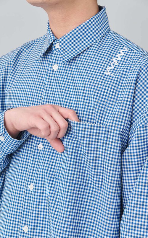 ギンガムチェックライトウールシャツ