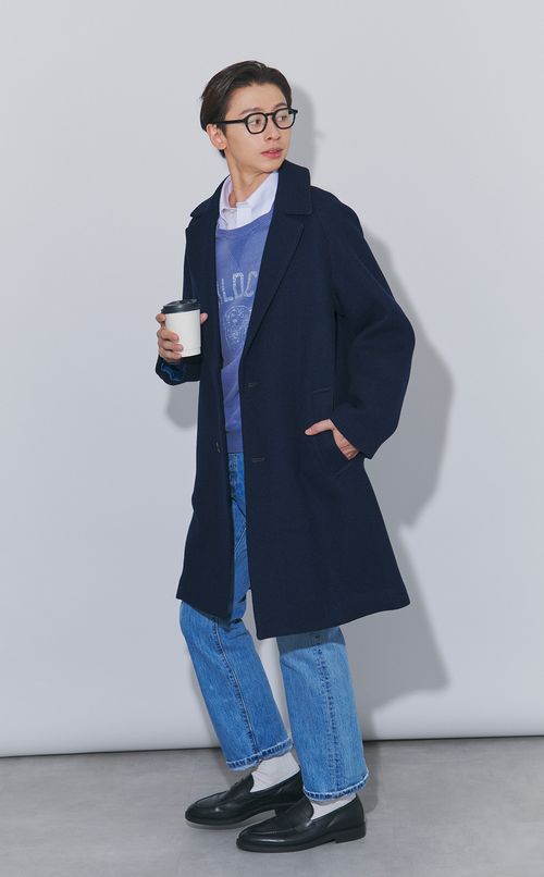 ツイードロングカーコート