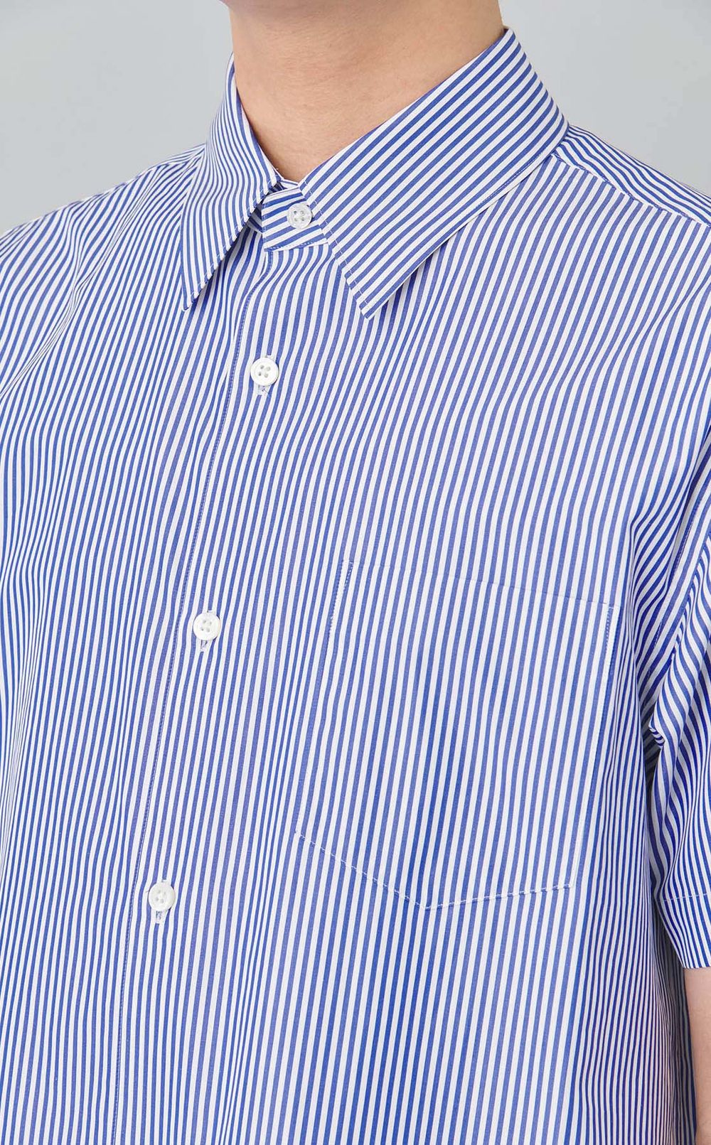 バックプリーツストライプシャツ