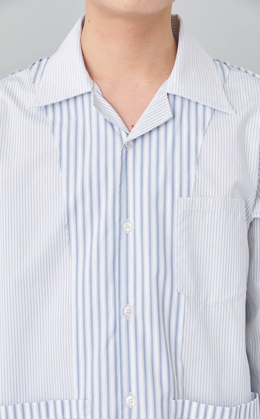 ストライプオープンカラーシャツ