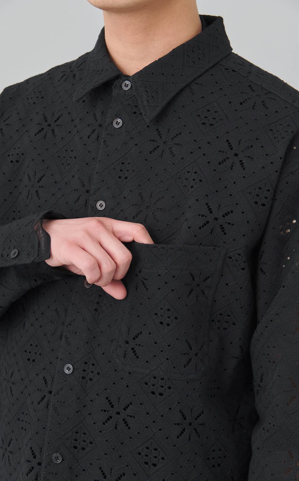 コットンレースシャツ