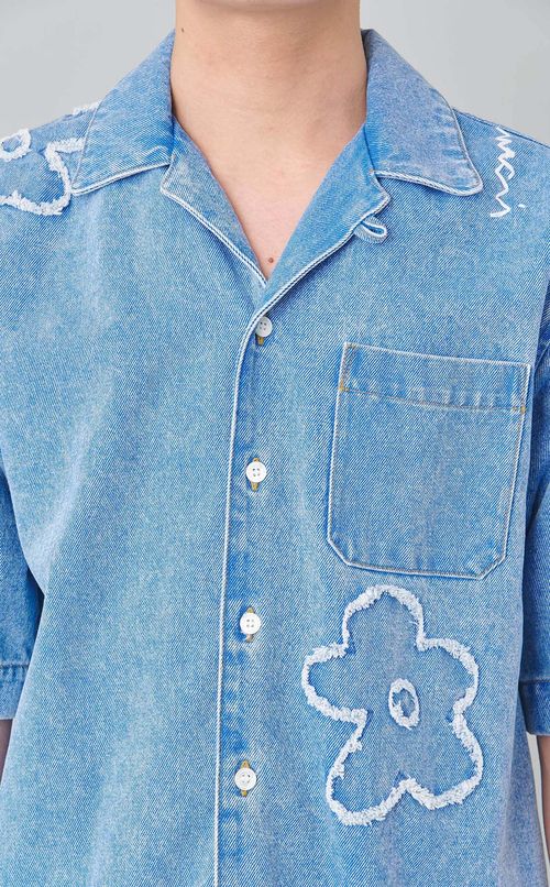 デニムパッチショートスリーブシャツ