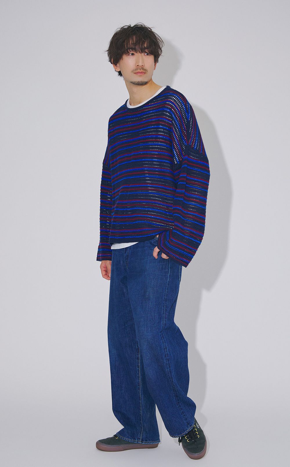 ウォッシュドワイドレッグデニムパンツ