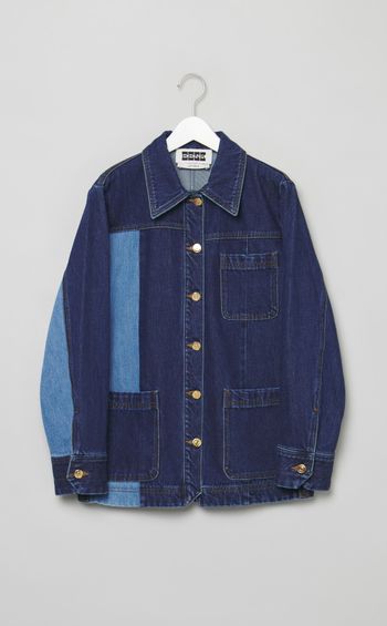 カラーブロックデニムブルゾン