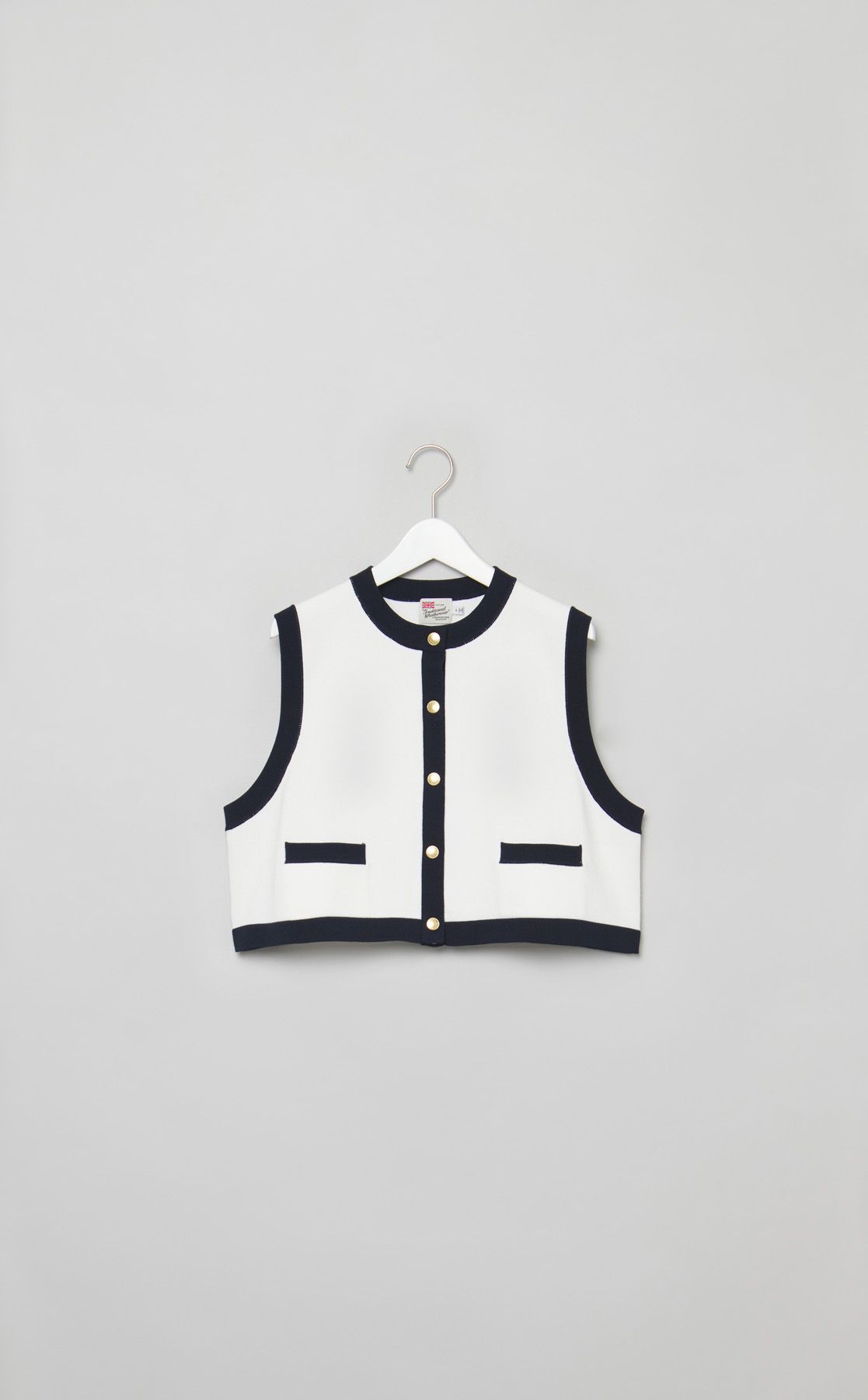 Traditional Weatherwear クロップバイカラーニットベスト Traditional Weatherwear｜クロップバイカラーニットベスト