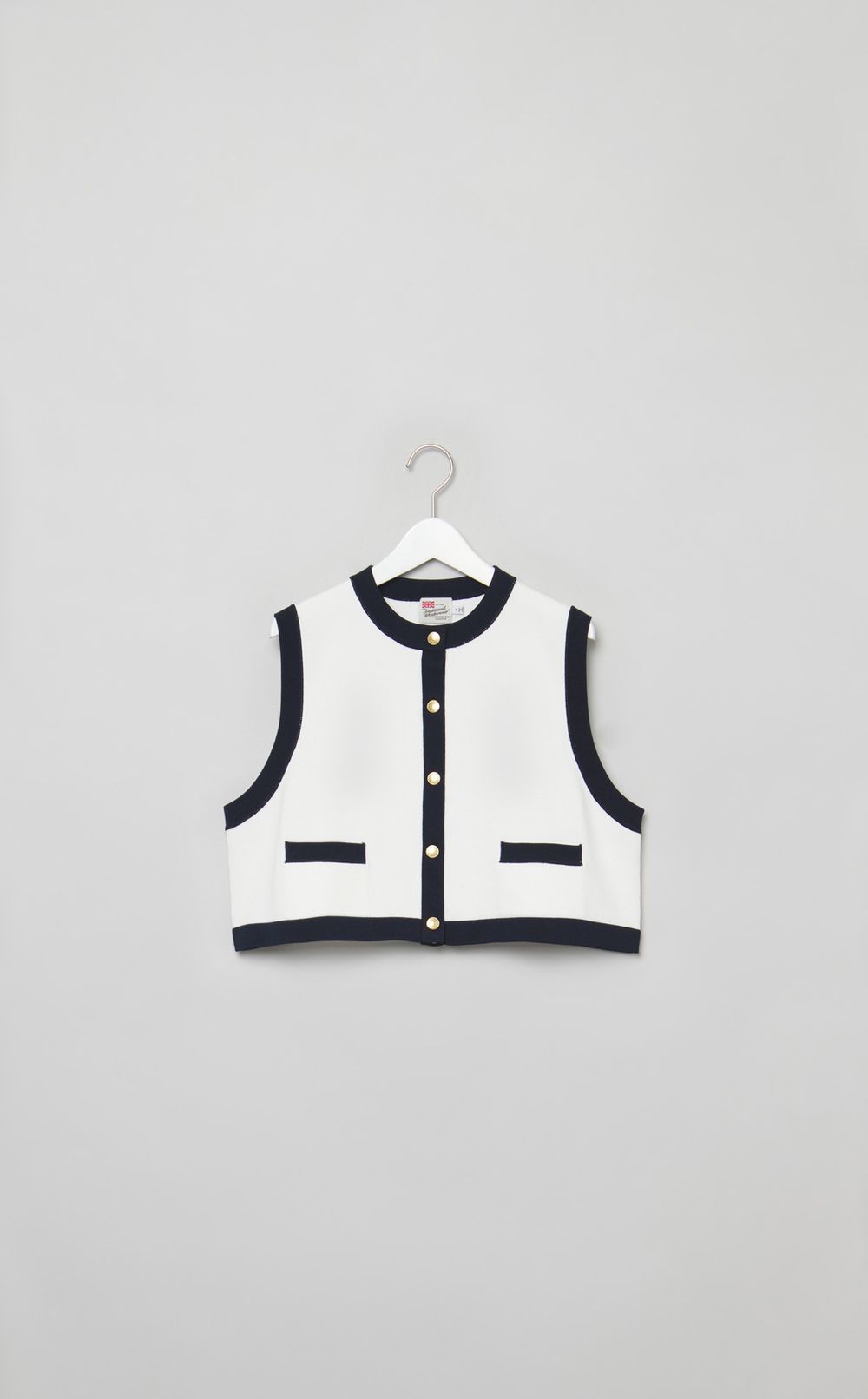 クロップバイカラーニットベスト