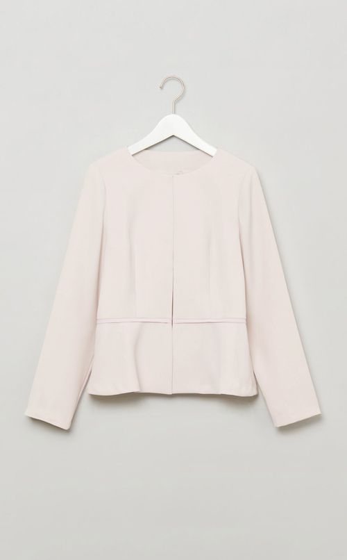 ノーカラーペプラムジャケット