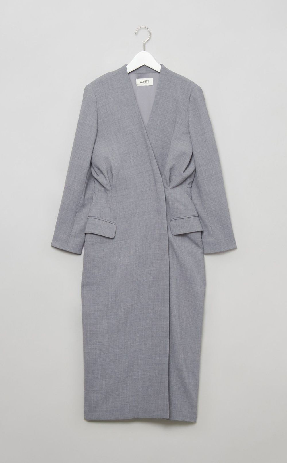 Vネックカシュクールロングワンピース