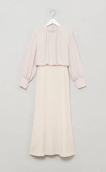 異素材コンビギャザーワンピース