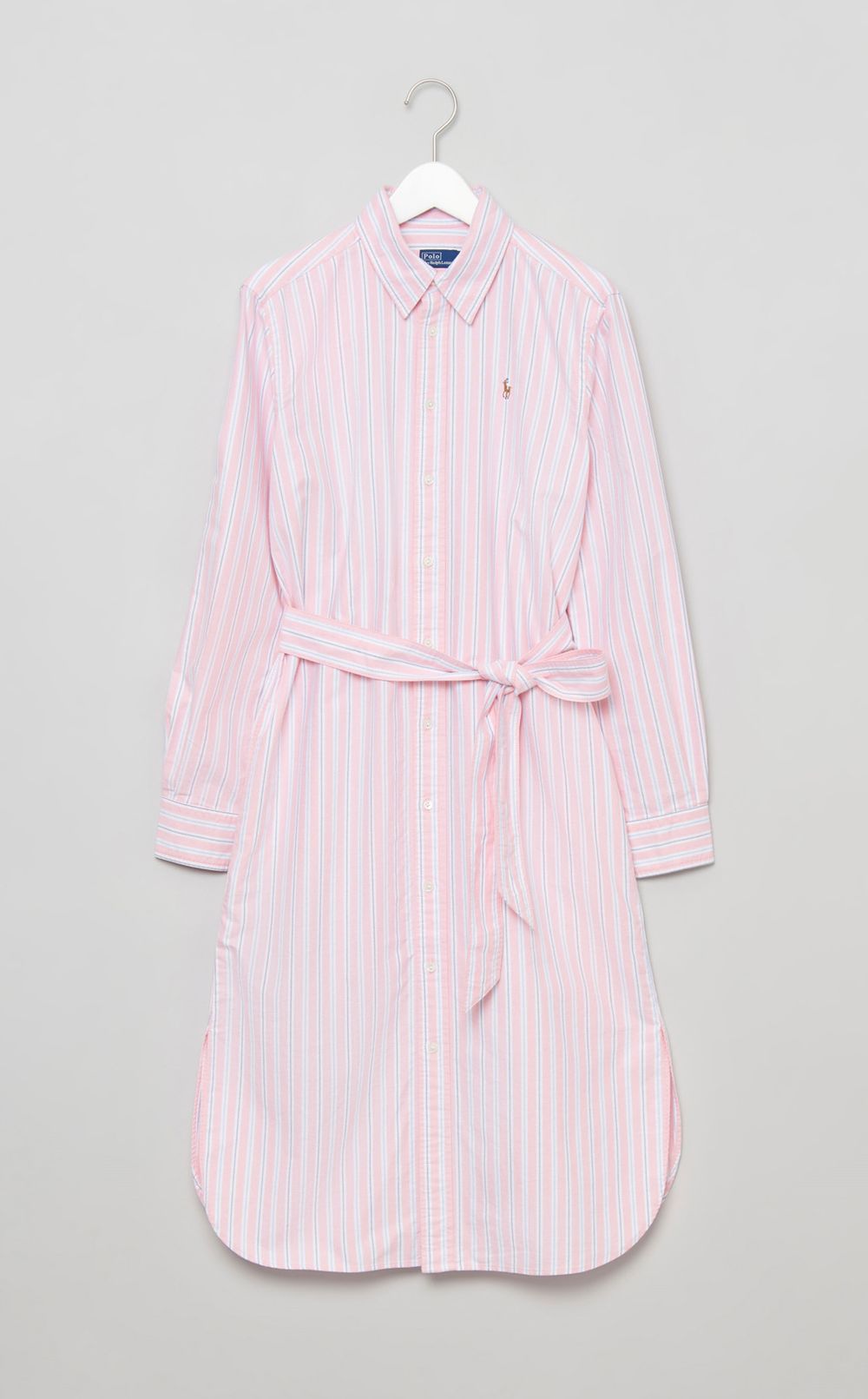 コットンストライプシャツワンピース