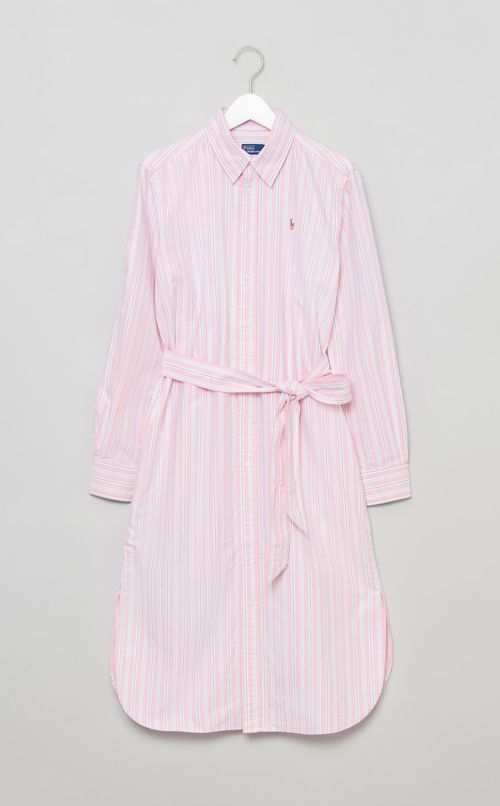 コットンストライプシャツワンピース