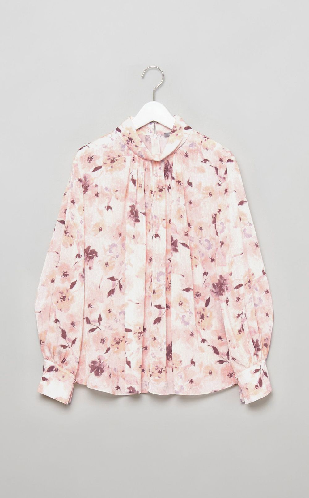 フラワープリントスタンドカラーシャツ