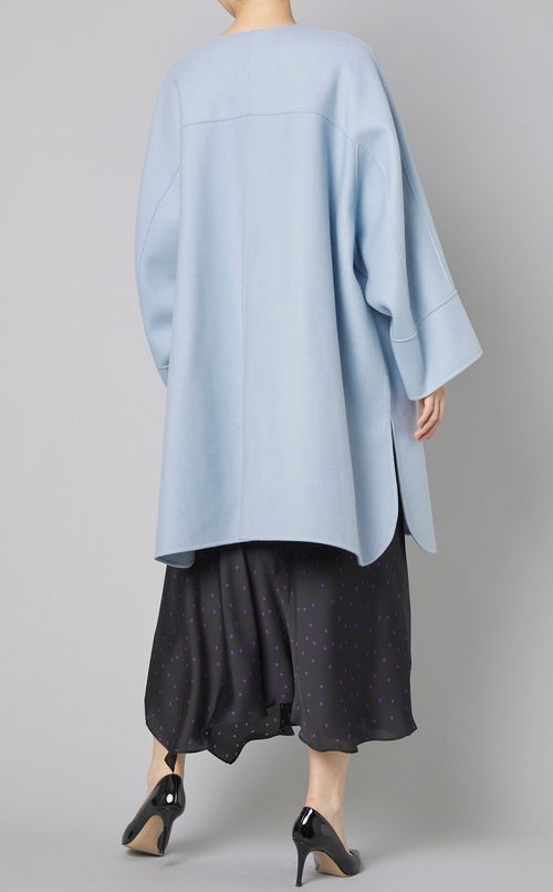 ウール混ノーカラーコート