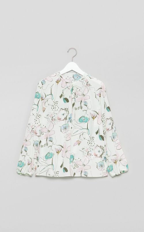 フラワーパイピングリボンブラウス