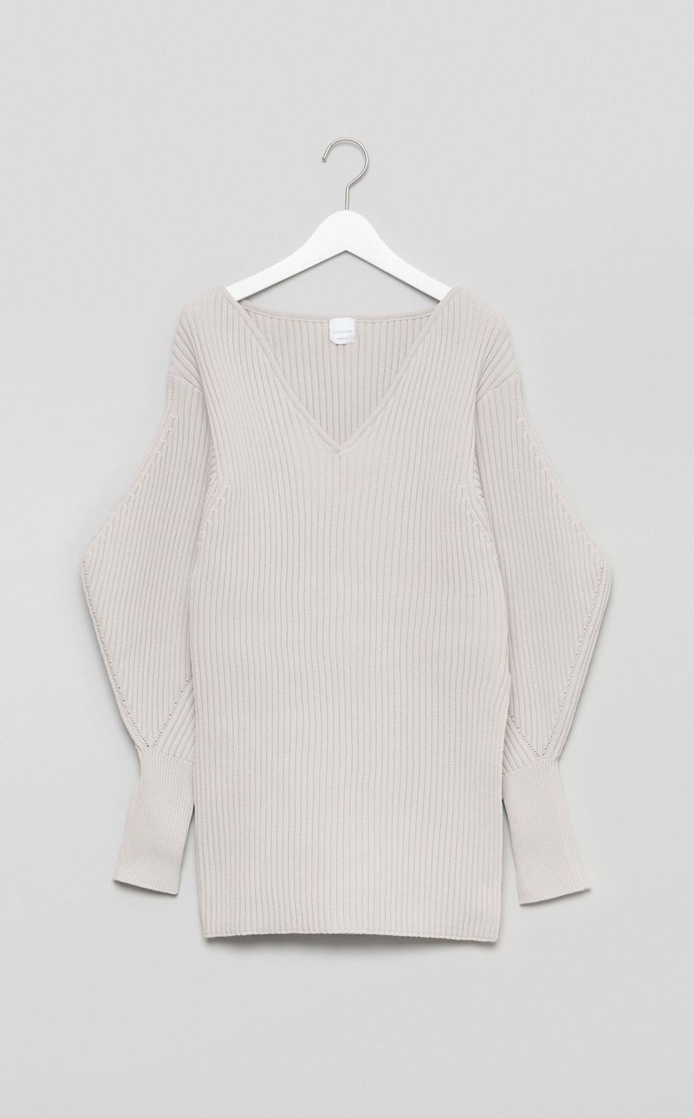 Vネックリブニットプルオーバー