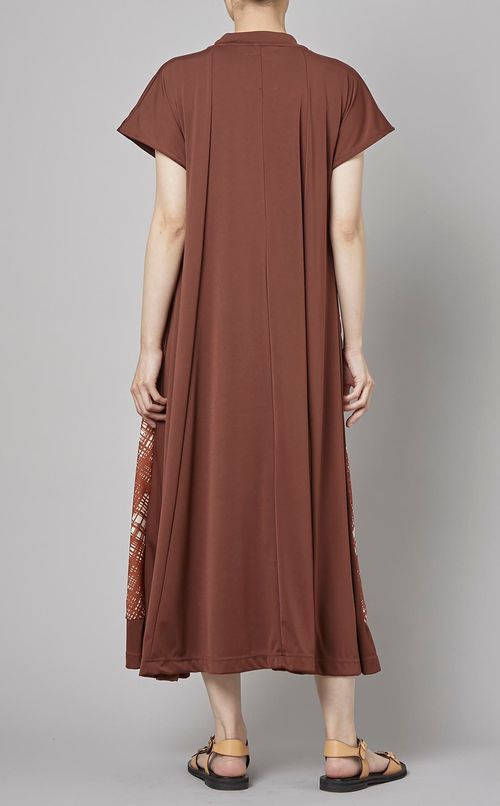 チェックプリントジャージーワンピース