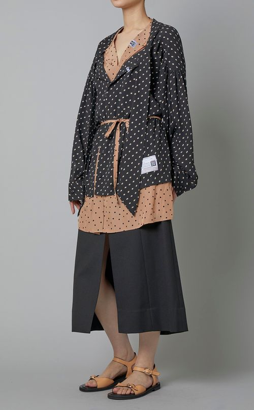 異素材コンビフレアブラウス