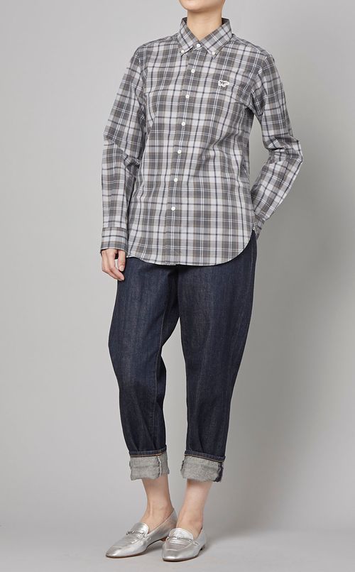 チェックプリントボタンダウンシャツ