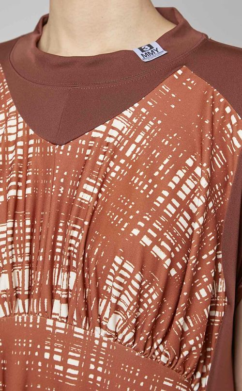 チェックプリントジャージーワンピース