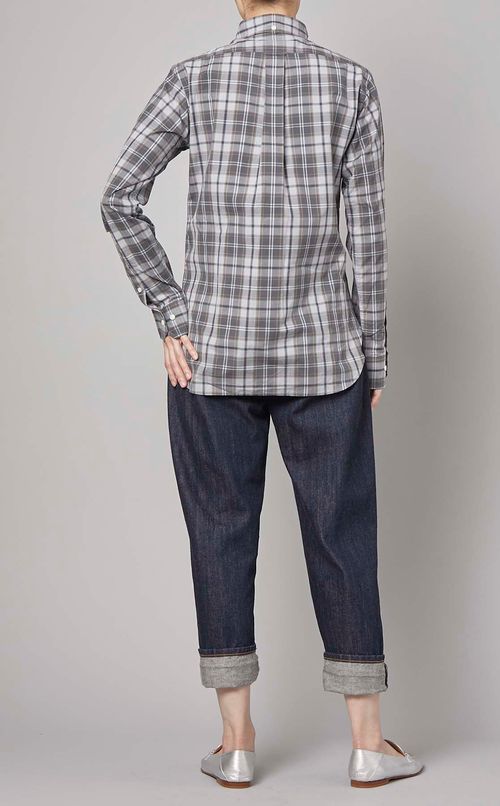 チェックプリントボタンダウンシャツ