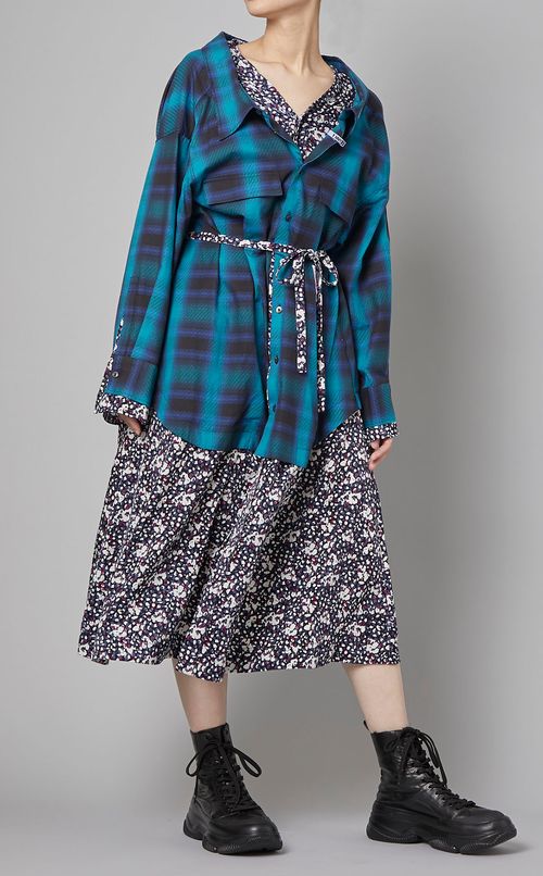 コンビチェックシャツワンピース
