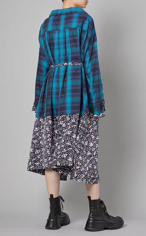 コンビチェックシャツワンピース