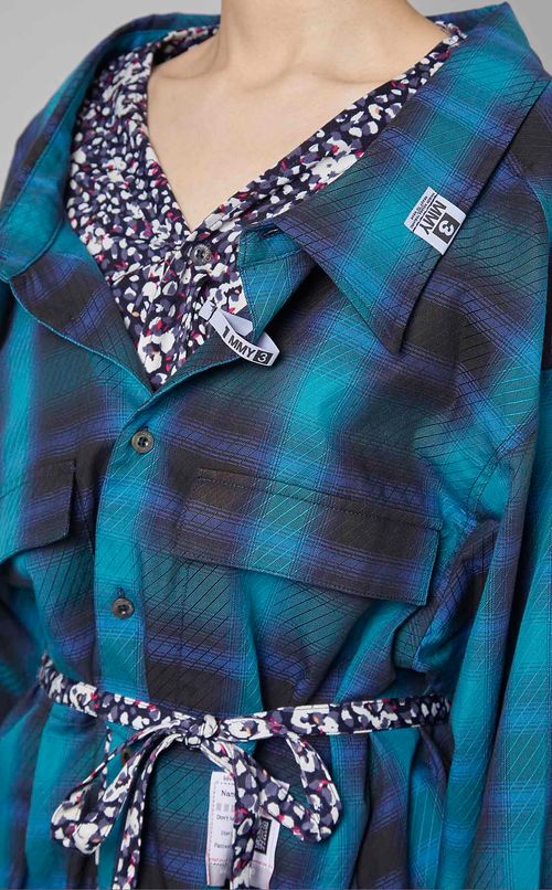 コンビチェックシャツワンピース