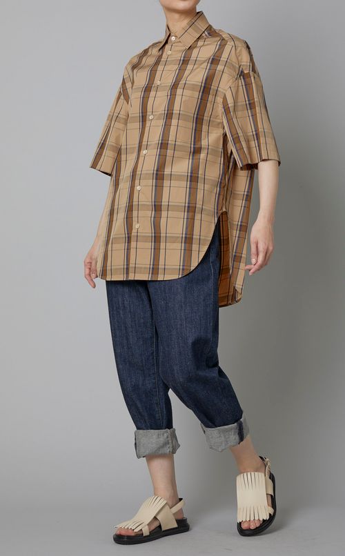 チェックプリントハーフスリーブシャツ