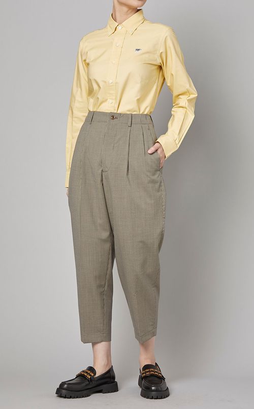 チェックプリントタックパンツ
