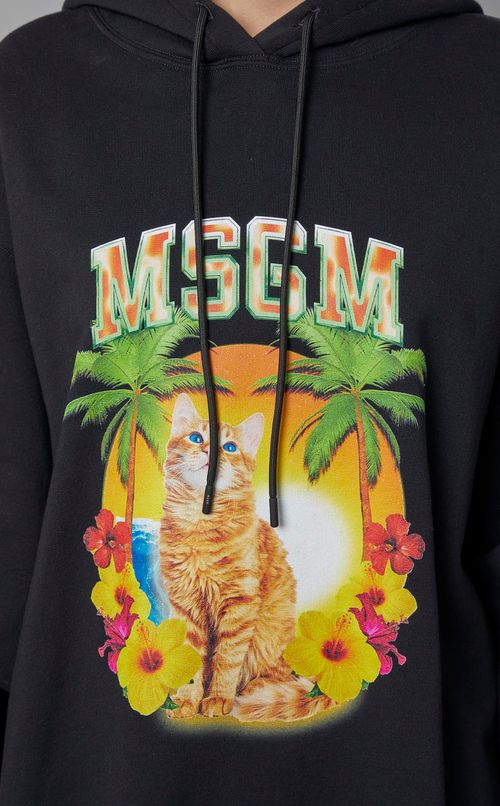 キャットロゴプリントフーディスウェット