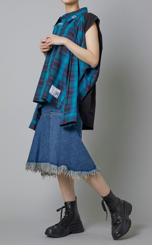 コンビチェックシャツ