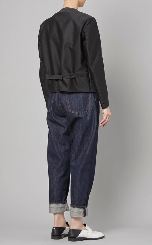 ノーカラーストライプジャケット