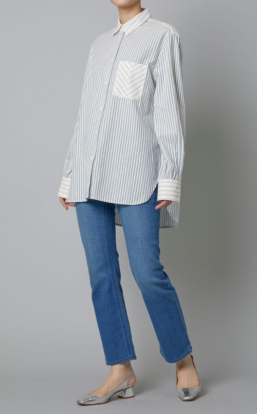 コットンストライプボタンダウンシャツ