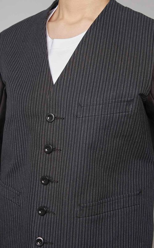 ノーカラーストライプジャケット