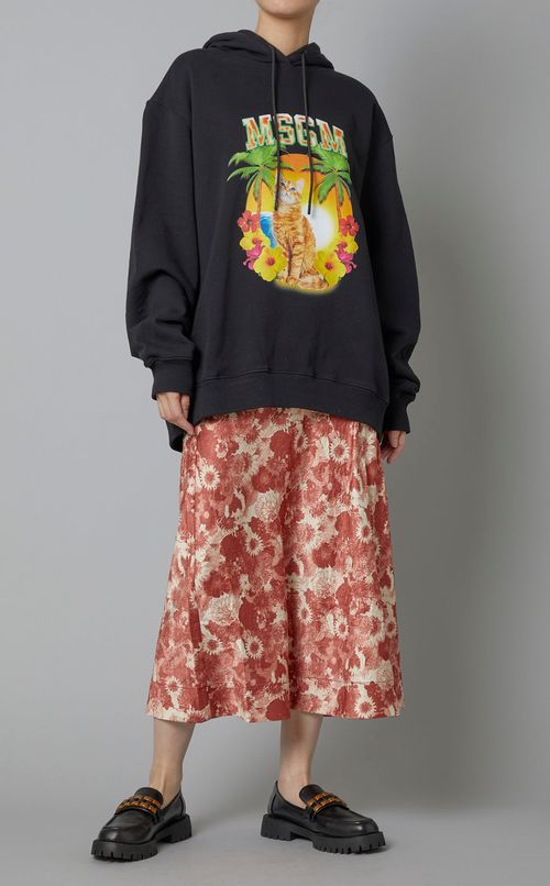 フラワープリントクリンクルサテンスカート