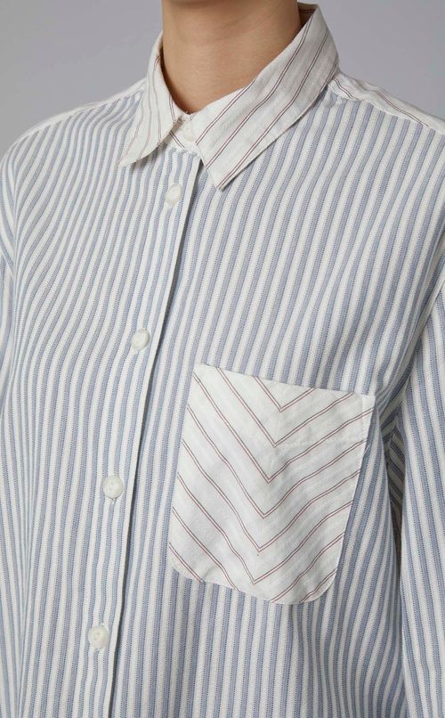 コットンストライプボタンダウンシャツ