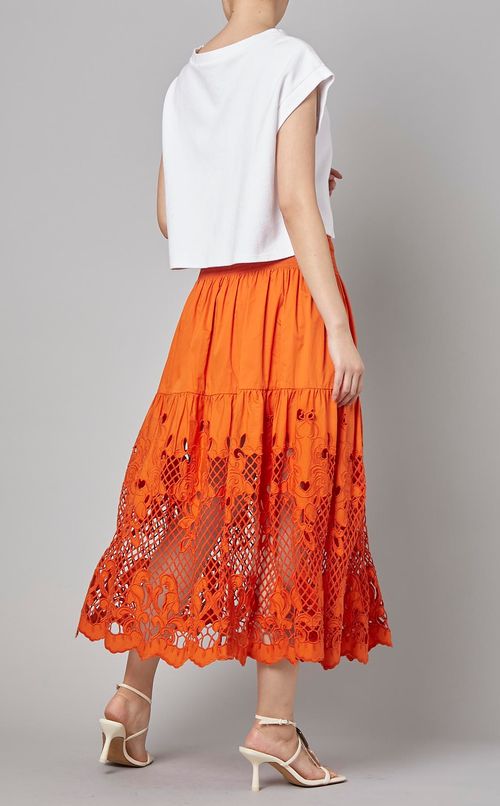 カットワークレースティアードスカート