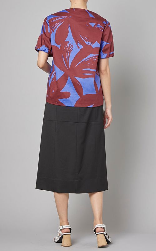 フラワープリントボートネックトップス