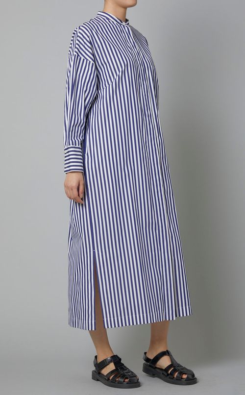 ストライプロングシャツワンピース