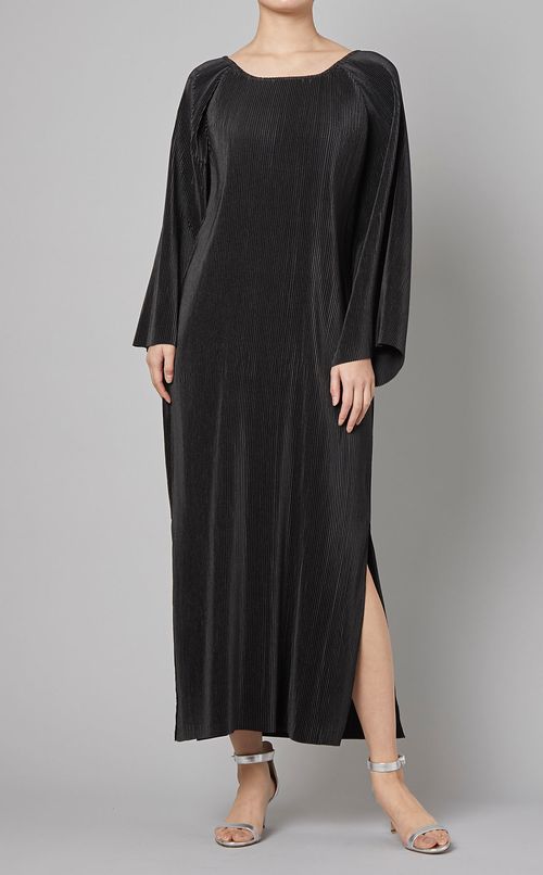 プリーツワイドスリーブマキシワンピース