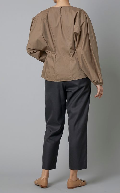 クルーネックバルーンスリーブブラウス