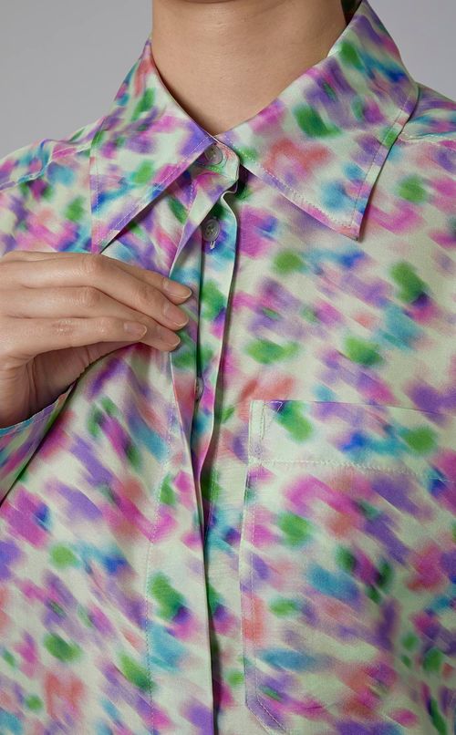 マルチプリントロングスリーブシャツ